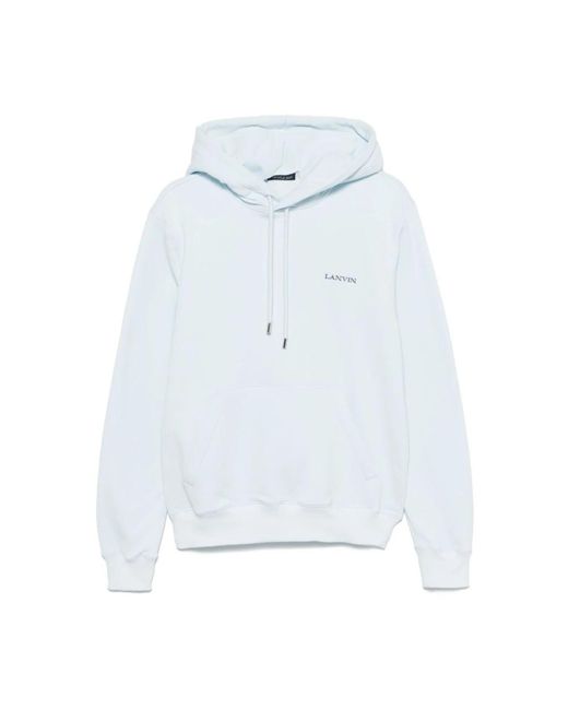 Lanvin Hoodies & Sweatvesten ,Blauw ,Blauwe Hoodie Met Logo Borduursel in het Blue voor heren