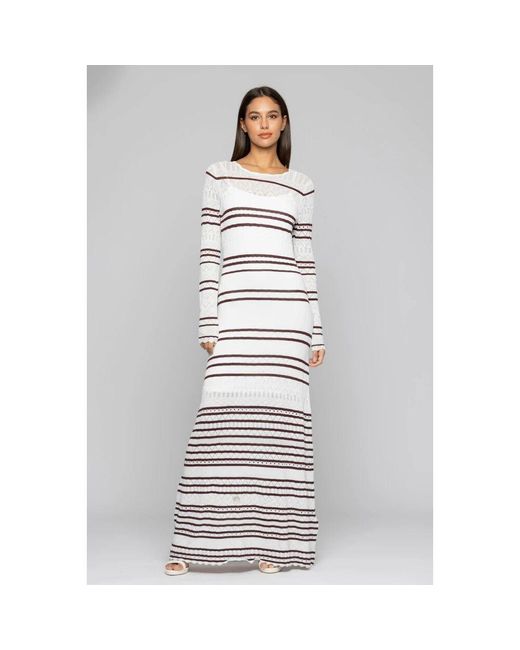 Kocca White Gestreiftes Viskose Langkleid