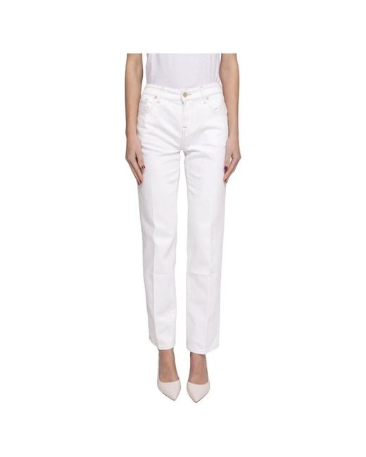 7 For All Mankind White Straight Jeans