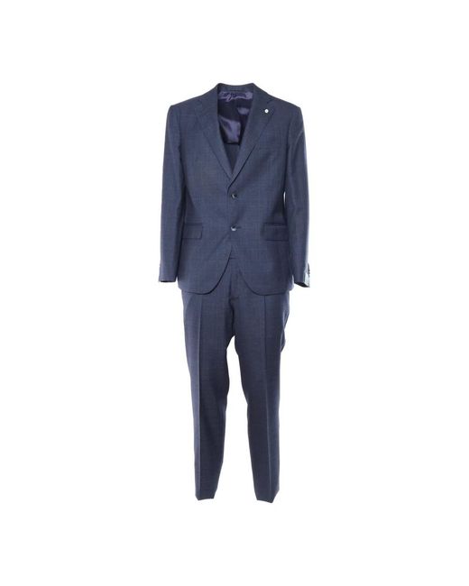 Lubiam Single Breasted Suit in het Blue voor heren