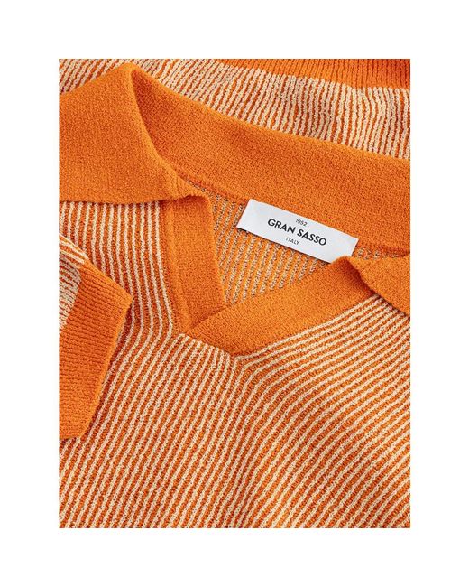 Gran Sasso Gestreiftes s polo-tennisshirt in Orange für Herren