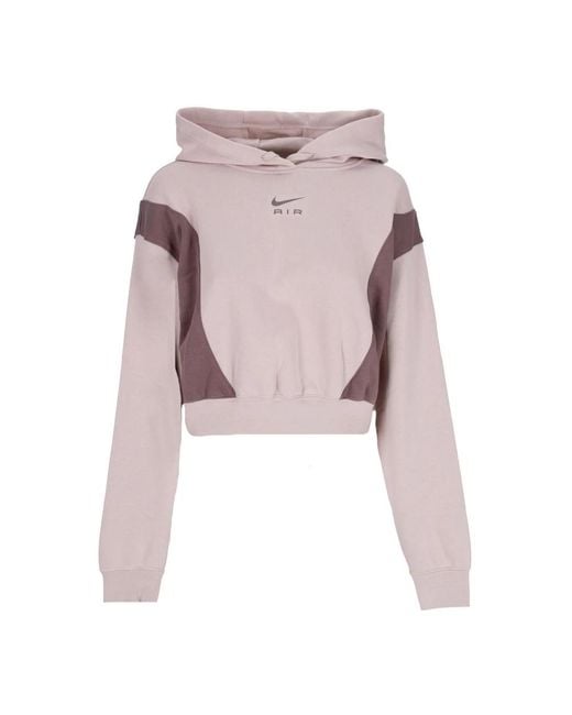 Nike Cropped Hoodie Sportkleding Air Oversized Mod Crop Fleece Hoodie Fossiele Steen/Pruim Eclipse/Pruim Eclipse in het Pink