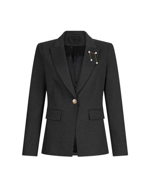 Liu Jo Grijze Milano Stitch Jas Met Peak Revers in het Black