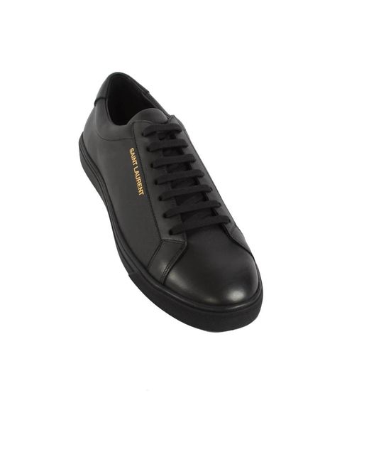 Saint Laurent Andy Lederen Sneakers in het Black voor heren