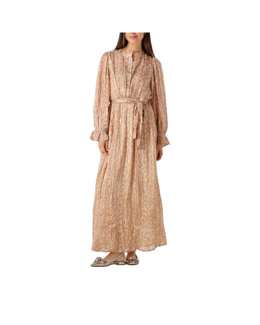 Notre-v Kleedjes ,Veelkleurig ,Elegante Maxi Jurk in het Natural