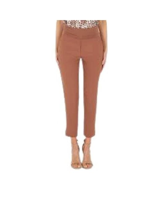 Manila Grace Brown Cropped Trousers