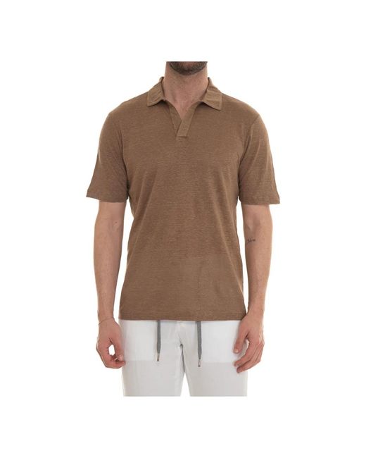 Gran Sasso Leinen polo shirt mit seitenschlitzen in Brown für Herren