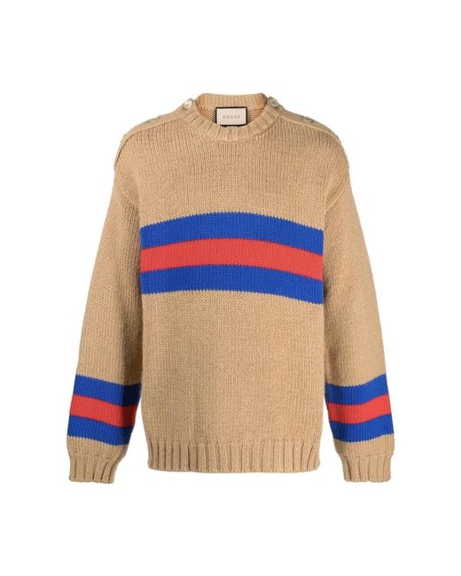 Gucci Blue Round-Neck Knitwear for men