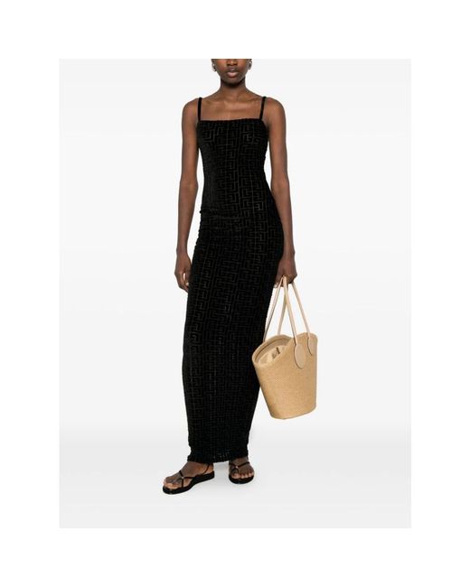 Balmain Abito Lungo Con Monogramma in het Black