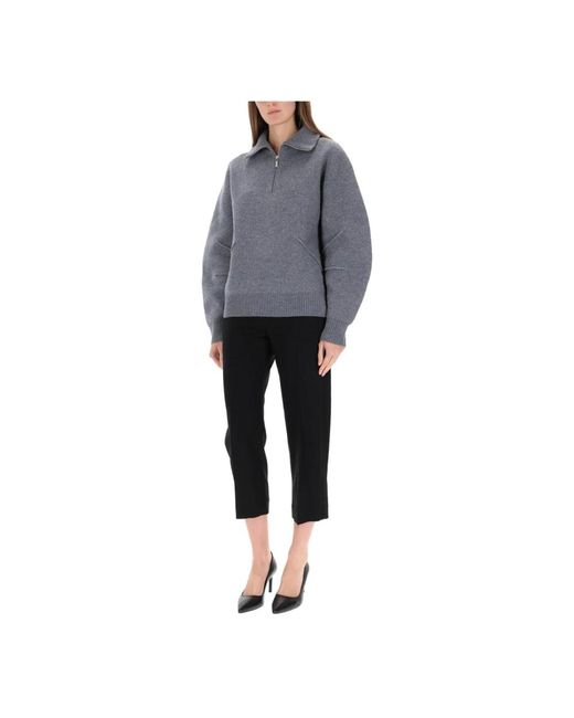 Helmut Lang Half-Zip Mock Neck Sweater in het Gray