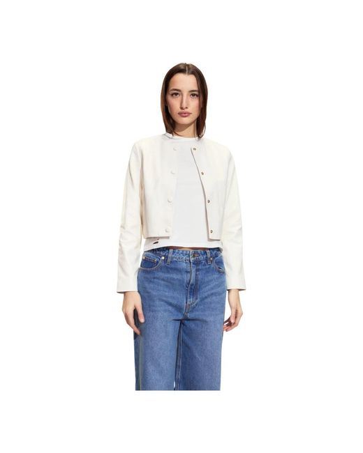 Cynthia Rowley White Die London Leder Cropped Jacke