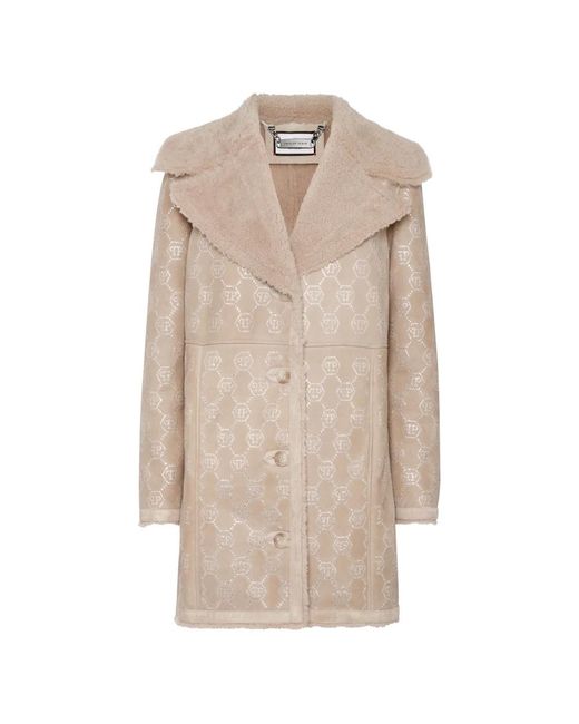 Philipp Plein Coat Monogram in het Natural