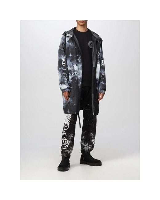 Versace Jeans Couture Stilvoller Schwarzer Mantel Mit Modernem Stil in Black für Herren