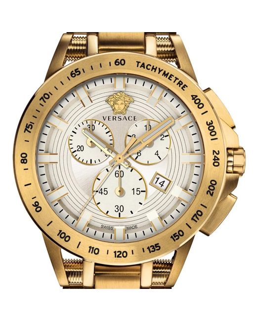Versace Accessoires ,Geel ,Sport Tech Quartz Watch in het Metallic voor heren