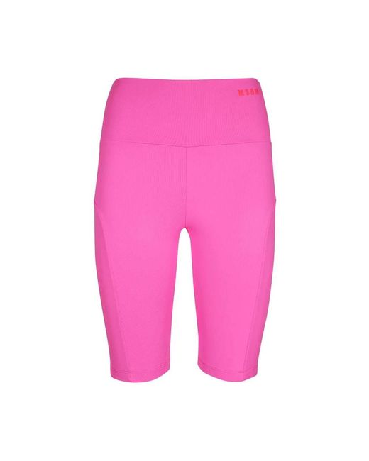 MSGM Fitness ,Roze ,Hoge Taille Logo Print Shorts in het Pink