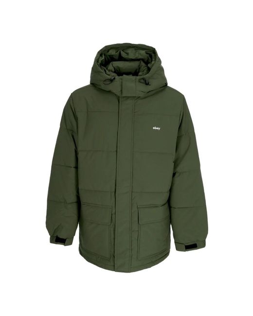 Obey Jassen ,Groen ,Polyester Groene Puffer Donsjas Met Hoge Kraag in het Green voor heren