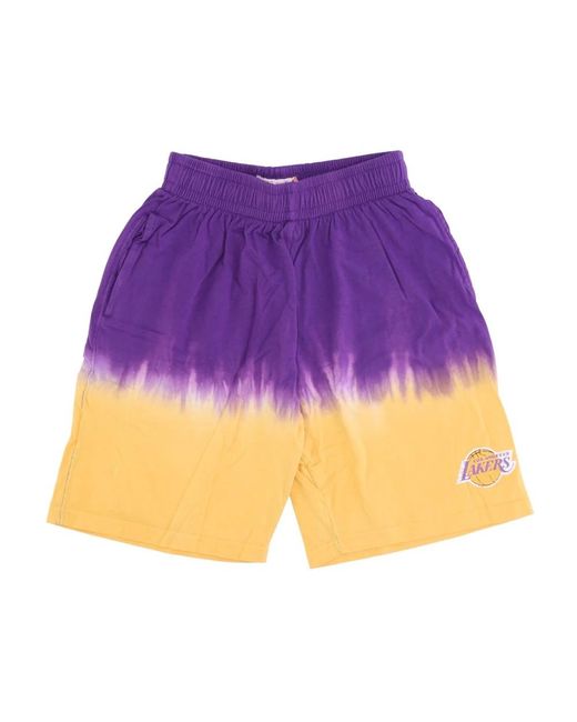 Mitchell & Ness Fitness ,Veelkleurig ,Katoen Nba Tie Dye Lakers Shorts in het Purple voor heren