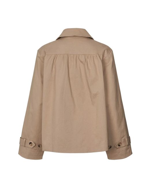 Lolly's Laundry Jassen ,Bruin ,Katoen Elegante Blauwe Jas Met Ronde Kraag in het Natural