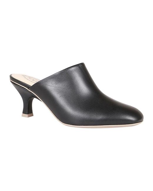 Tod's Black Heeled Mules