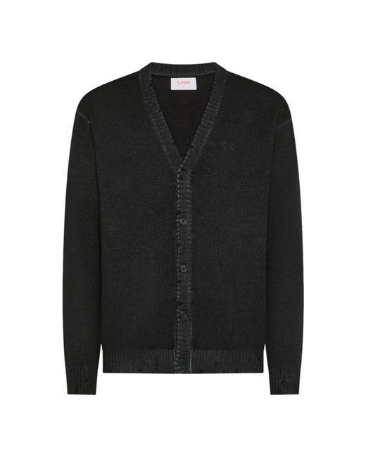 Sun 68 Truien & Vesten ,Zwart ,Cardigan Vintage Broken L/S in het Black voor heren