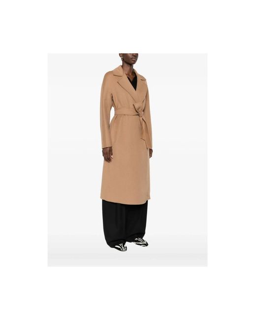 Max Mara Jassen ,Bruin ,Wol Cles Belt Lange Jas in het Brown