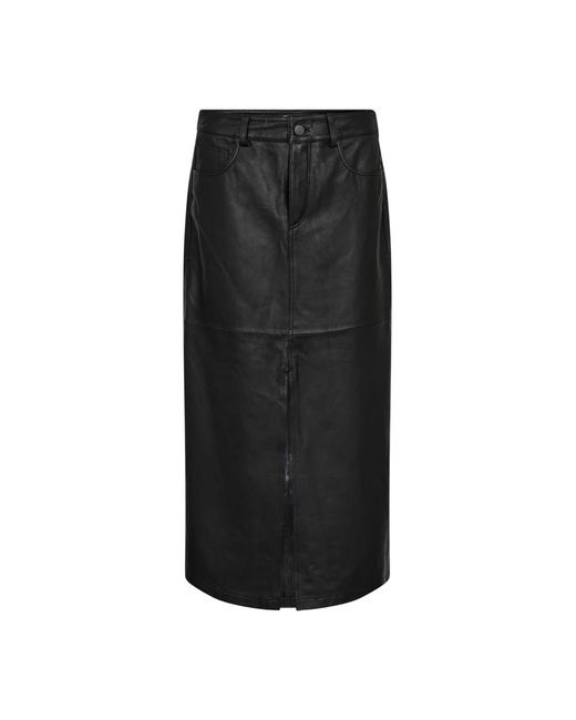 Falda de cuero con abertura - negro co'couture de color Black