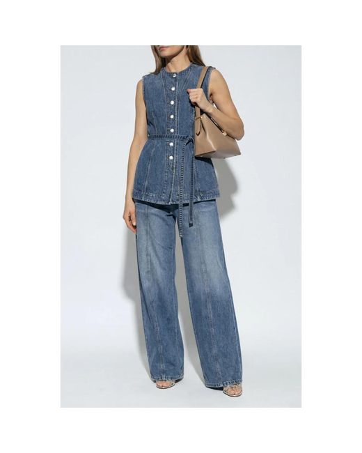 Sportmax Jassen ,Blauw ,Denim Denim Vest Dominio in het Blue