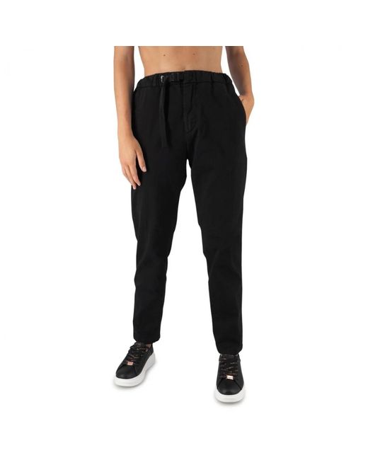 White Sand Black Straight Trousers