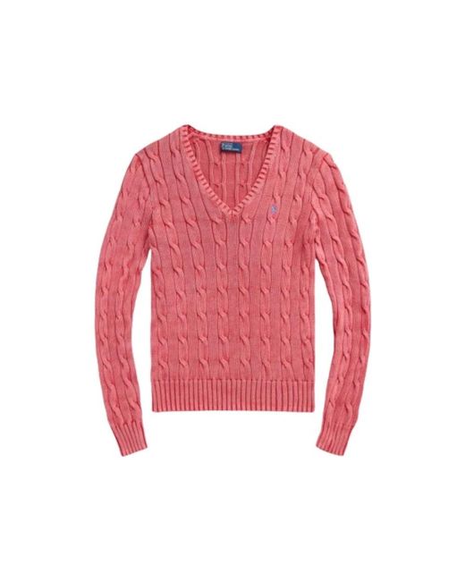 V-neck knitwear Polo Ralph Lauren de color Red