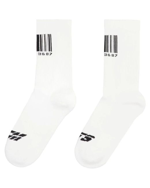 Vetements Kontrastierende intarsia baumwollmischsocken in White für Herren