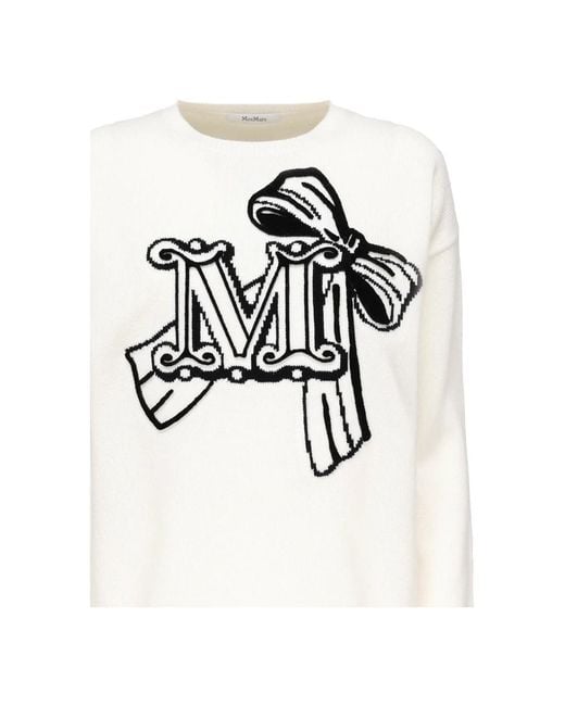 Max Mara White Round-Neck Knitwear