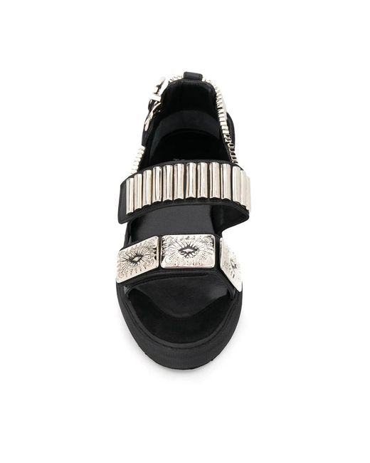 Toga Black Flat Sandals
