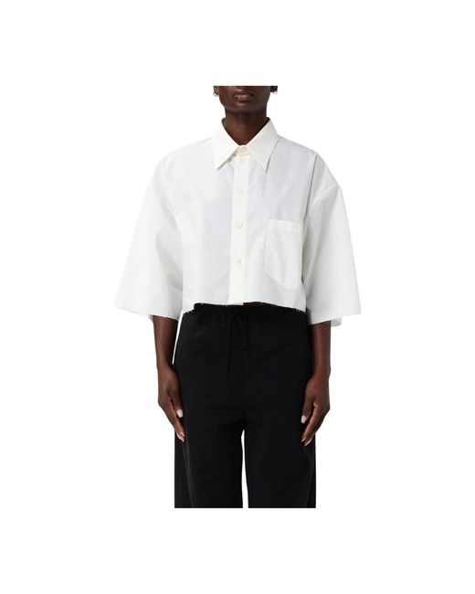 MM6 by Maison Martin Margiela White Weißes V-Ausschnitt Top Eleganter Stil