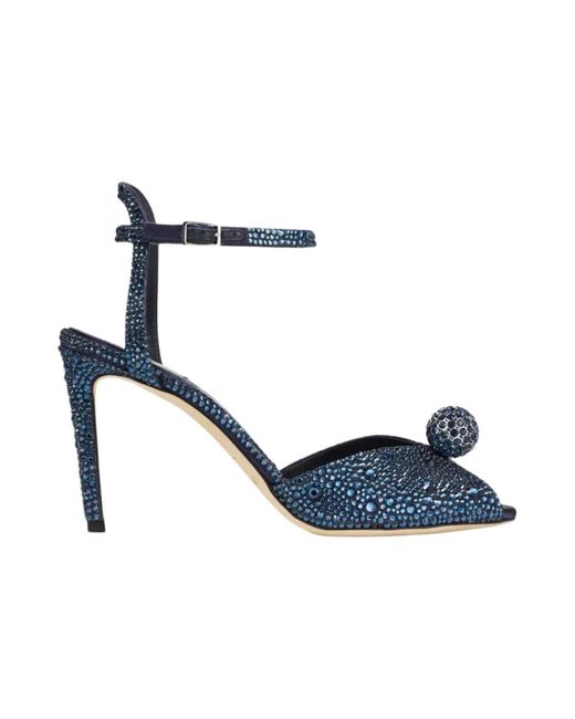 Jimmy Choo Blue Sacora 85 Embellished Heeled Sandals