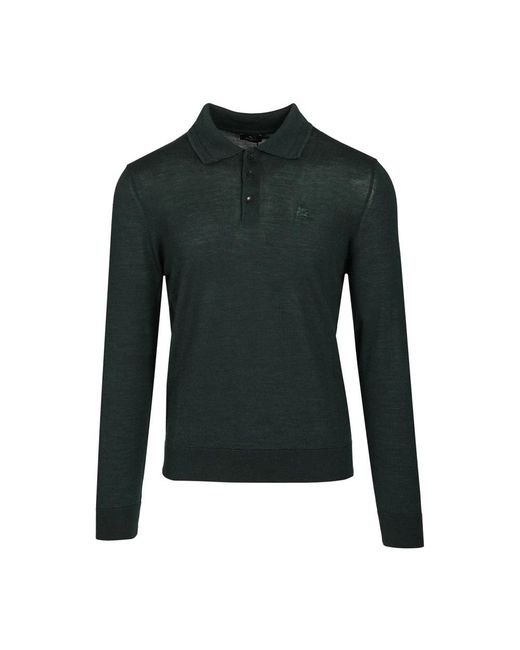 Etro Woll-Seiden-Polohemd in Green für Herren