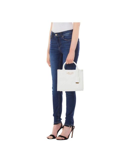 Liu Jo White Geprägte handtasche mit abnehmbarem riemen,kamel schultertasche ecs s tote,schwarze tote tasche