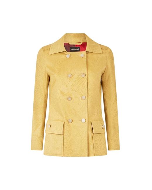 Roberto Cavalli Yellow Python Muster Double-Breasted Jacke