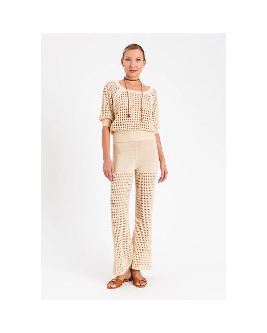 Twinset Natural Round-Neck Knitwear