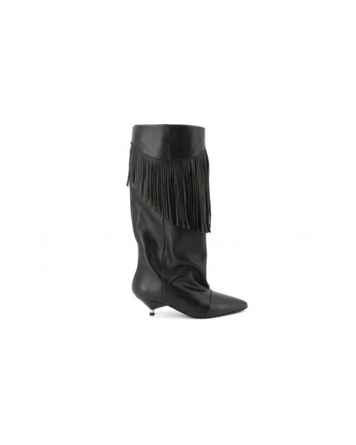 GISÉL MOIRÉ Black Heeled Boots