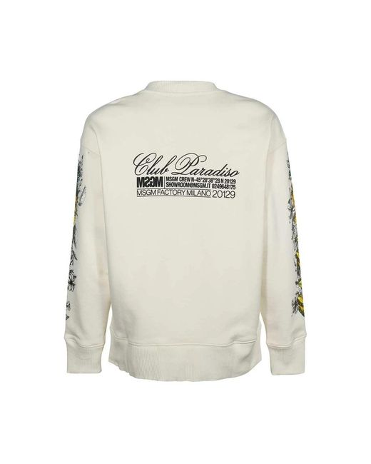 MSGM Hoodies & Sweatvesten ,Katoen Katoenen Sweatshirt Met Geribbelde Kraag in het White voor heren