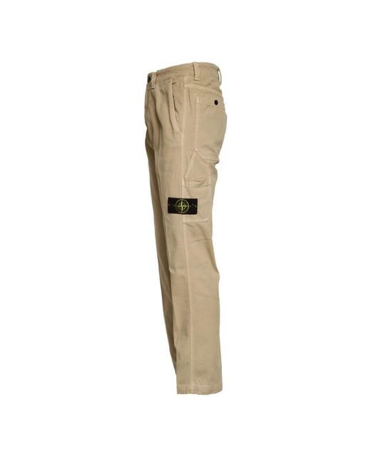 Stone Island Natural Straight Trousers for men