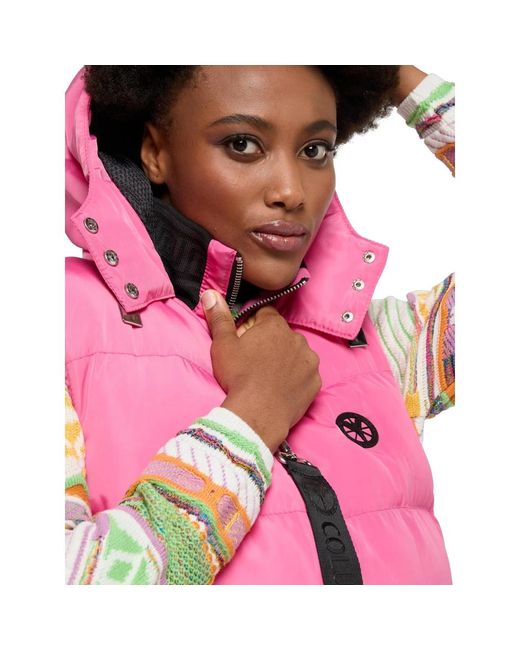 carlo colucci Jassen ,Roze ,Gewatteerde Lange Vest Met Capuchon in het Pink