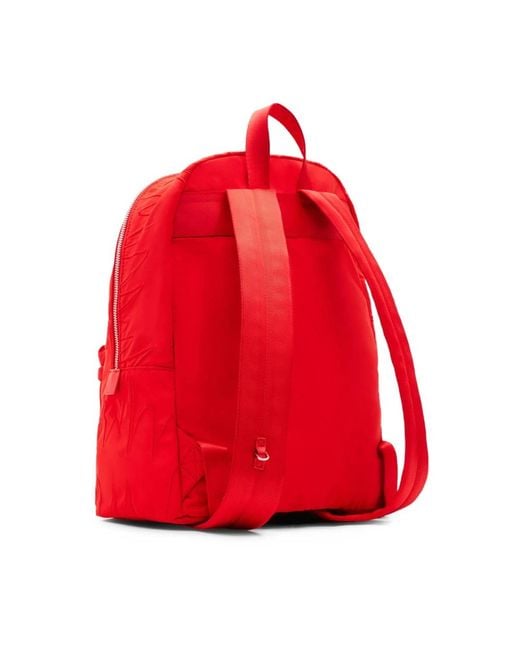 Desigual Red Roter print handtasche rucksack mit reißverschlusstaschen