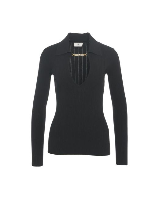 Elisabetta Franchi Black Long Sleeve Tops