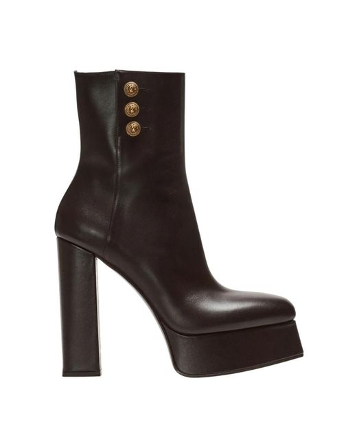 Balmain Brown Brune Platform Ankle Boot
