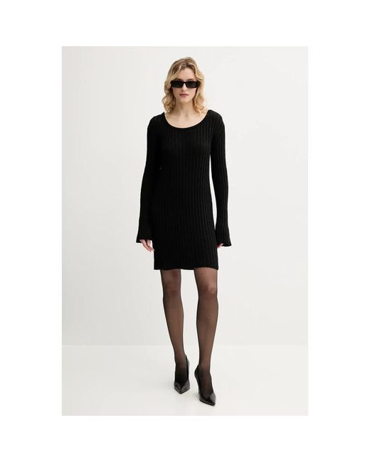 Pinko Ribbed Open-Back Mini Jurk in het Black