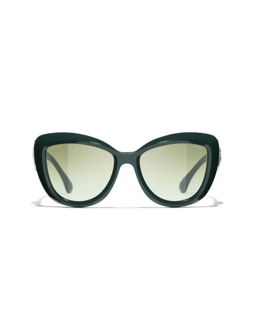 Chanel Green Ikonoische sonnenbrille mit einheitlichen gläsern