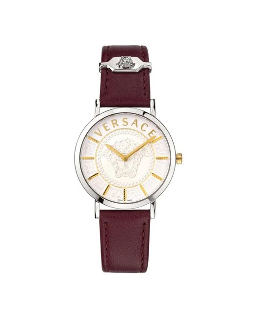 Versace Metallic Essential rot/silber lederuhr