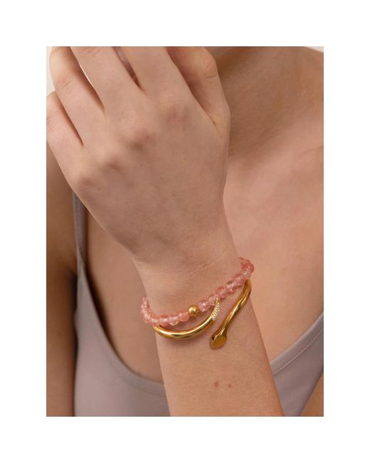 Nialaya Pink `s wristband with cherry quartz and gold