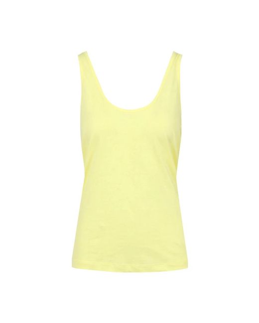 MSGM Tops ,Geel ,Katoen Gele Katoenen Top Met Brede Bandjes in het Yellow